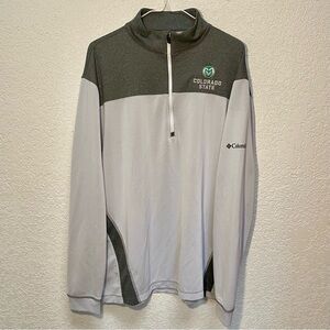 Columbia CSU Rams Pullover Mens XL Grey 1/4 Zip Colorado State Golf Shirt Jacket